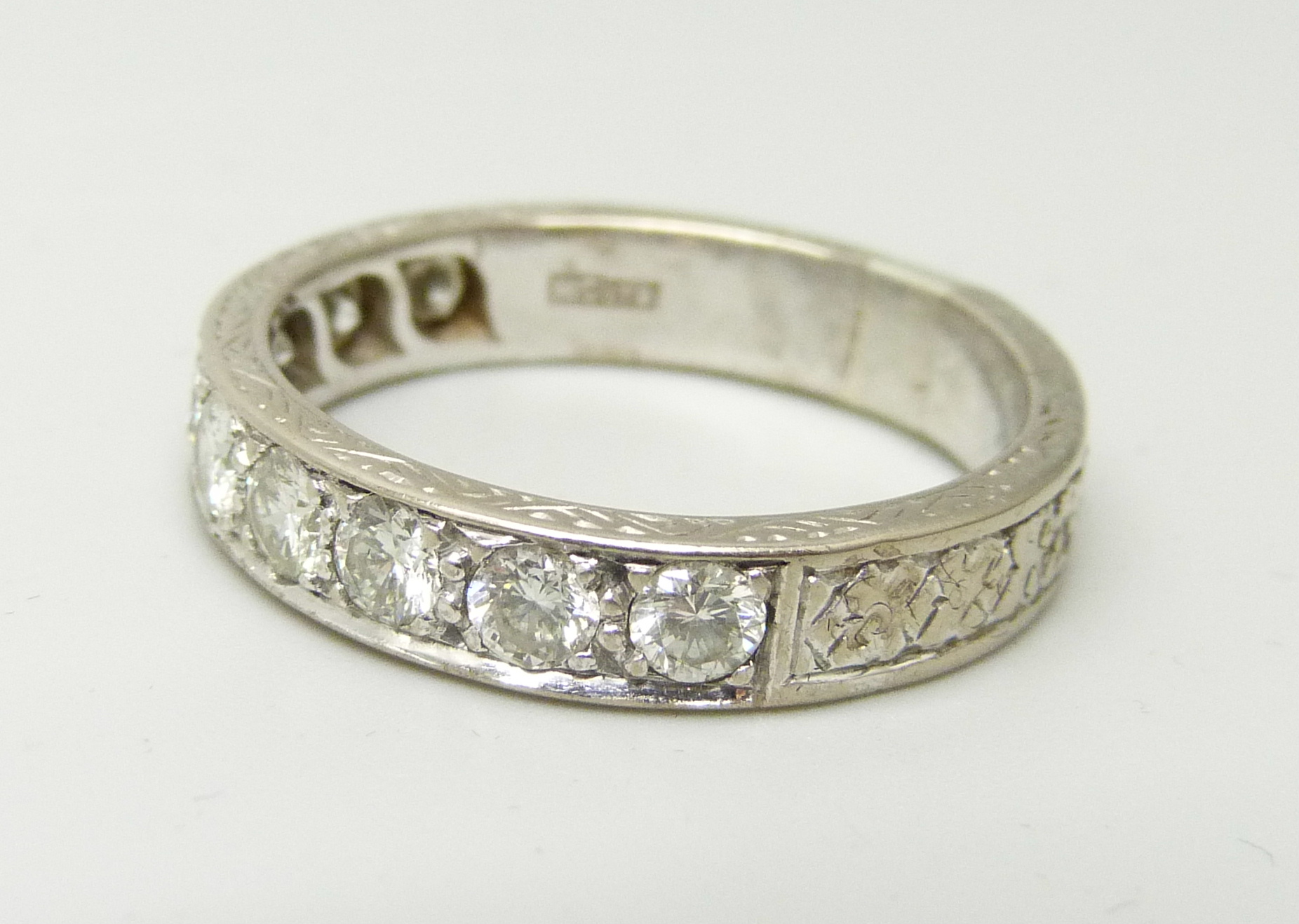 An 18ct gold and diamond half-eternity ring, approximately 1.40ct diamond weight, 7.2g, T - Image 2 of 3