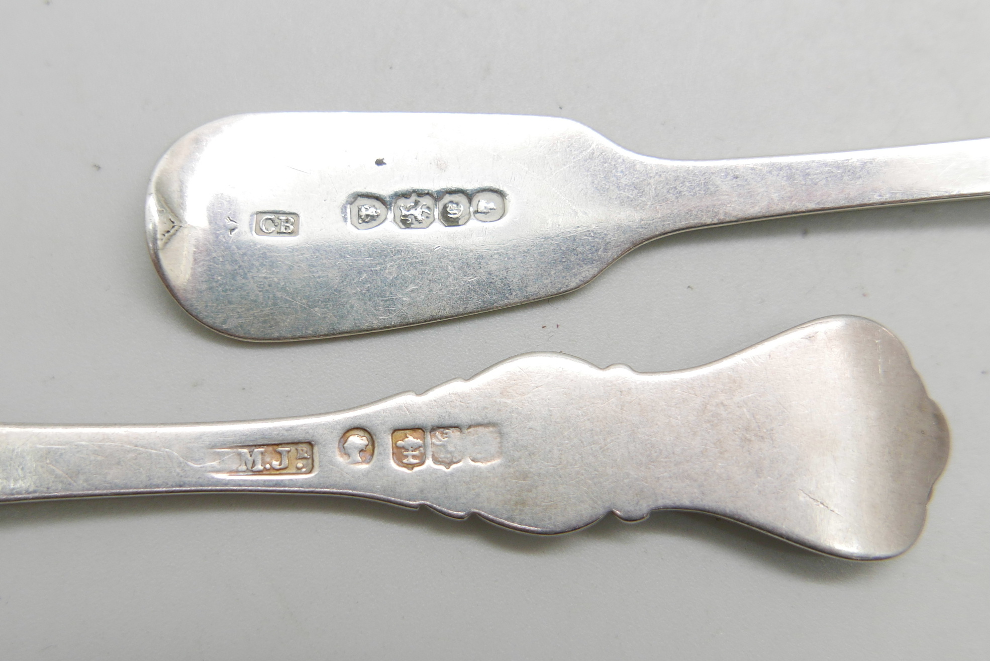 A pair of silver sugar bows, a pair of Victorian Scottish silver mustard spoons and a Victorian - Image 2 of 4