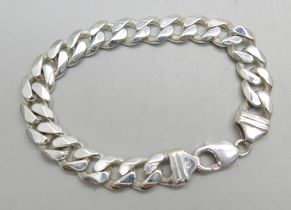 A gentleman's heavy silver curb bracelet, 59g