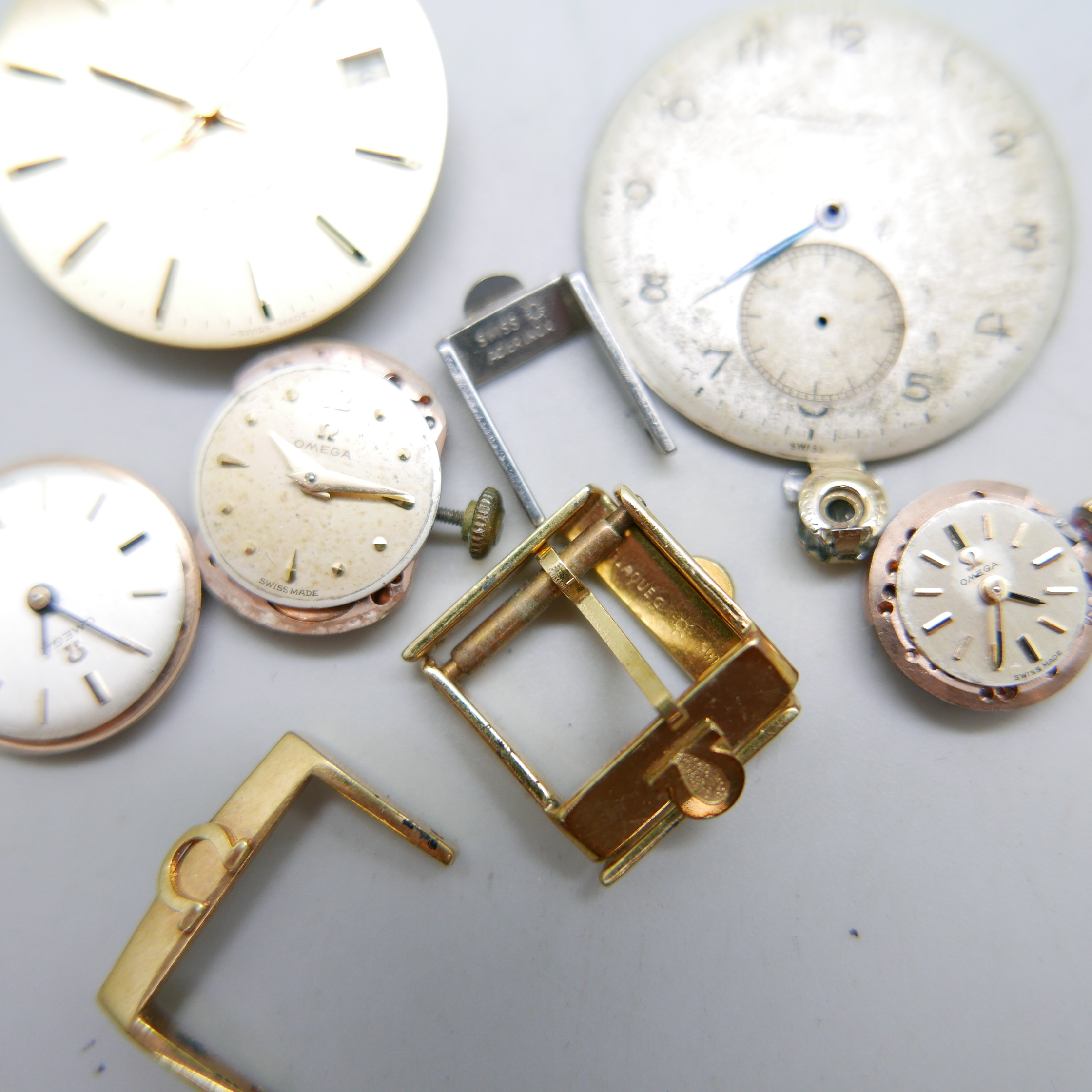 Four Omega strap buckles, an International Watch Company watch dial, three lady's Omega watch - Image 3 of 3