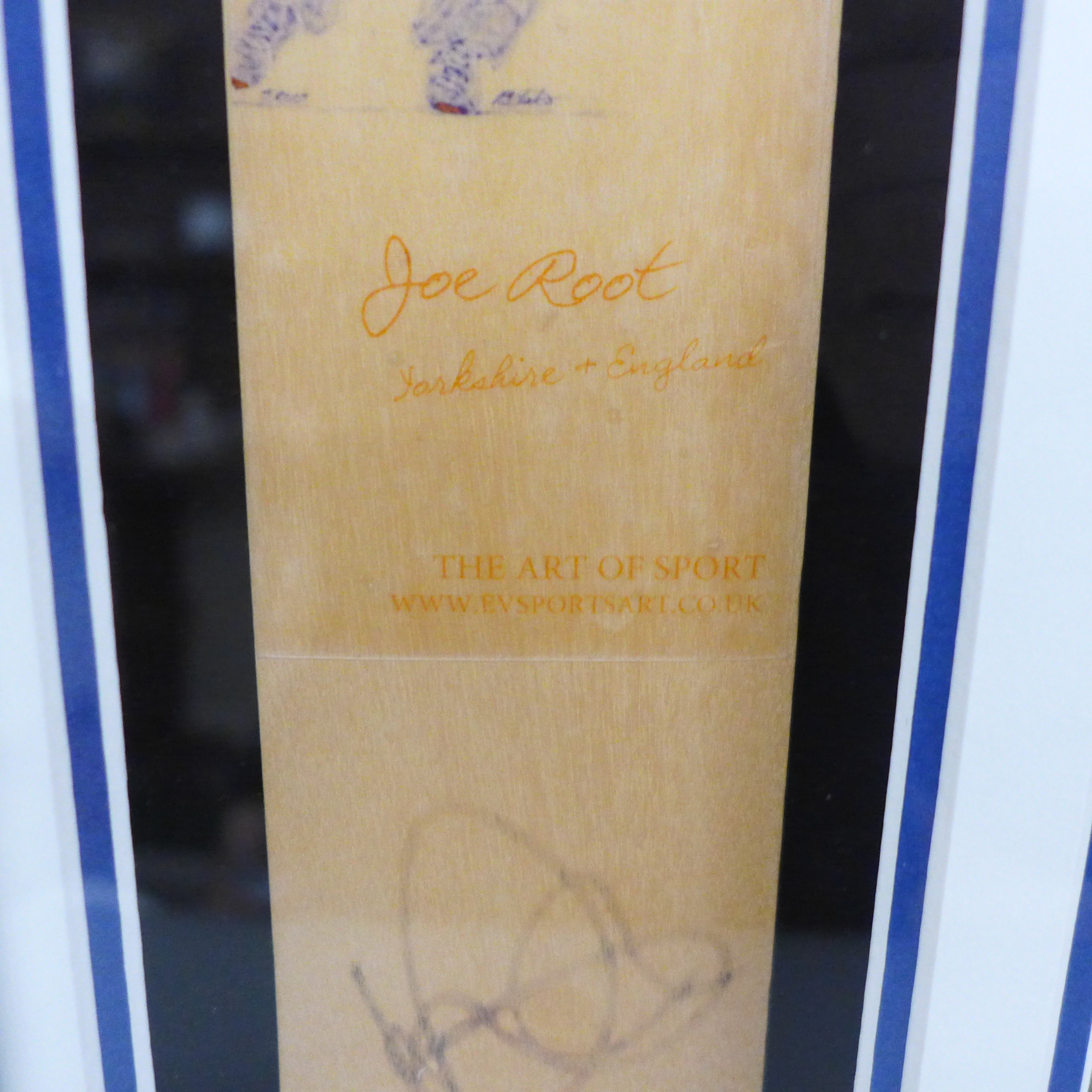 A Joe Root signed display with miniature cricket bat, framed - Image 2 of 4