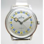 A gentleman's vintage Delfin 24-hour wristwatch, 33mm case