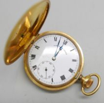 A gold filled full hunter pocket watch, Good Hope Lever, lacking glass