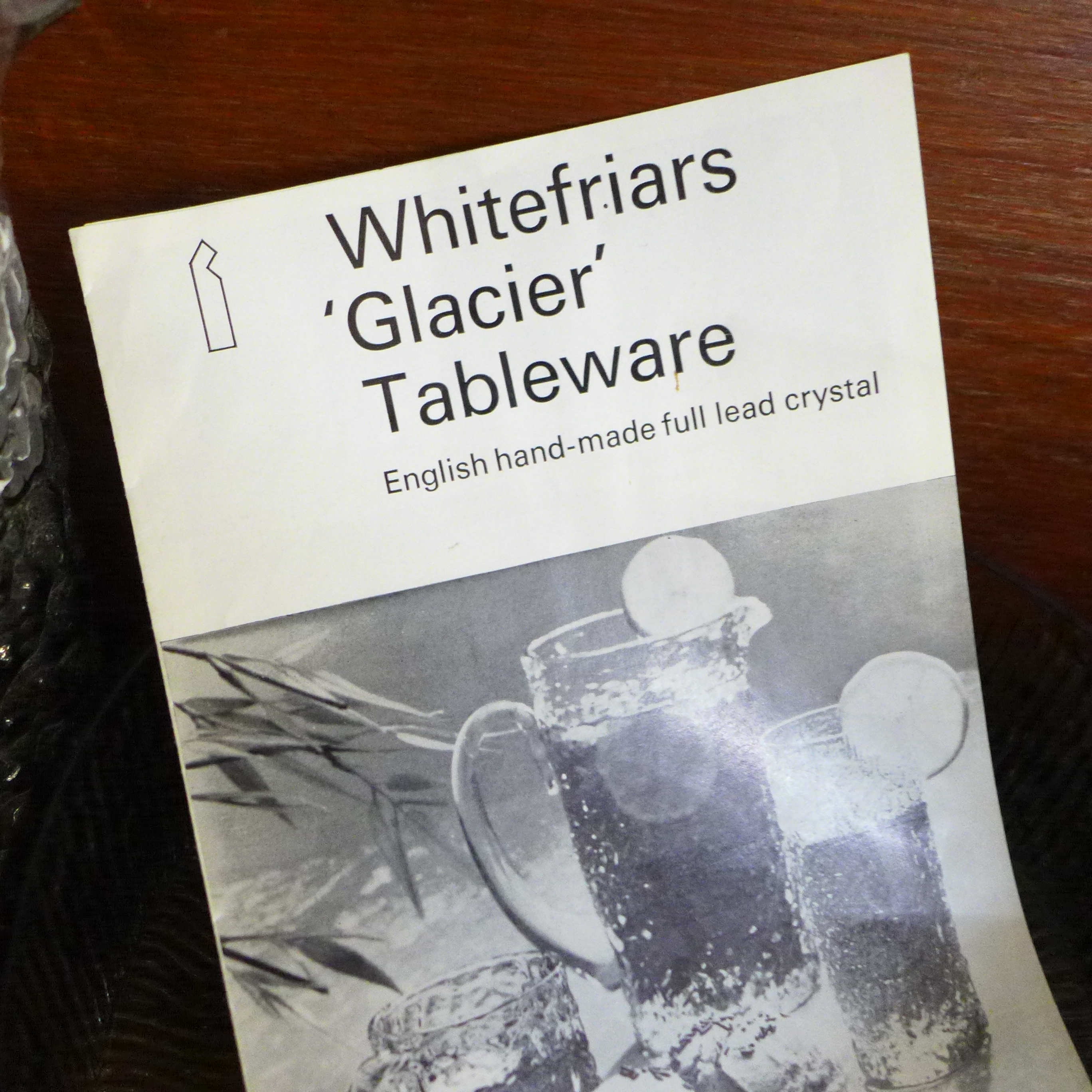 Vintage Whitefriars 'Glacier' tablewares; water jug and six glasses, trifle bowl and six sundae - Image 5 of 5
