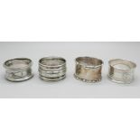 Four silver napkin rings, 60g