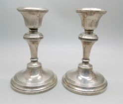 A pair of candlesticks, Chester 1913, 10cm