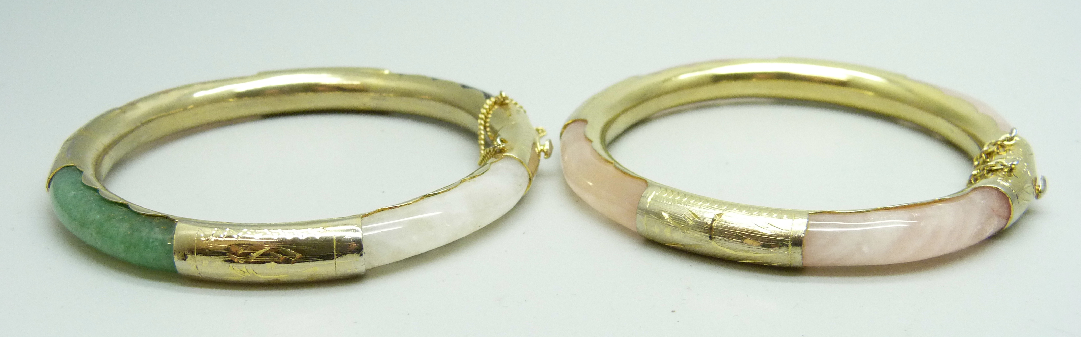 Two silver and jade bangles - Image 2 of 4