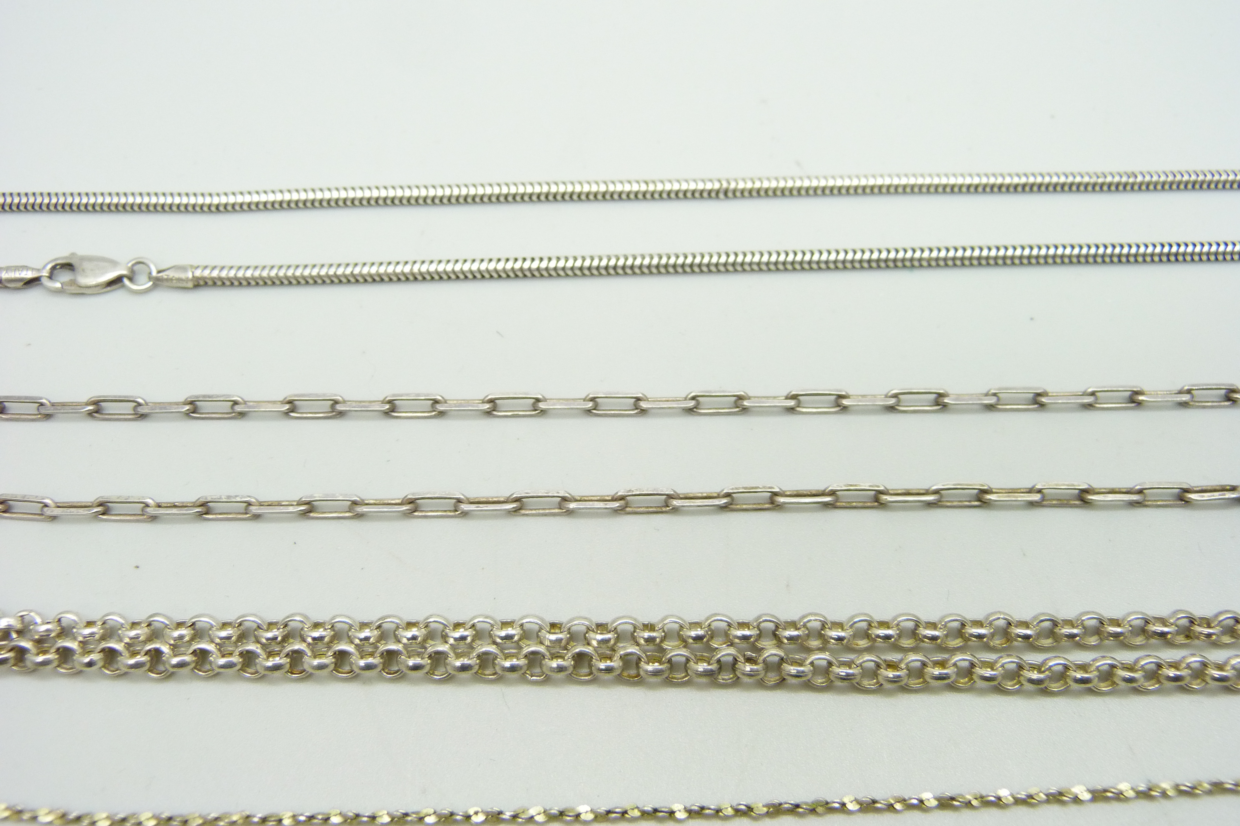 Seven silver chains, 52g - Image 2 of 3