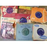 A box of 7" singles, mainly 1960s and 1970s including The Beatles, Rolling Stones, Elvis Presley,