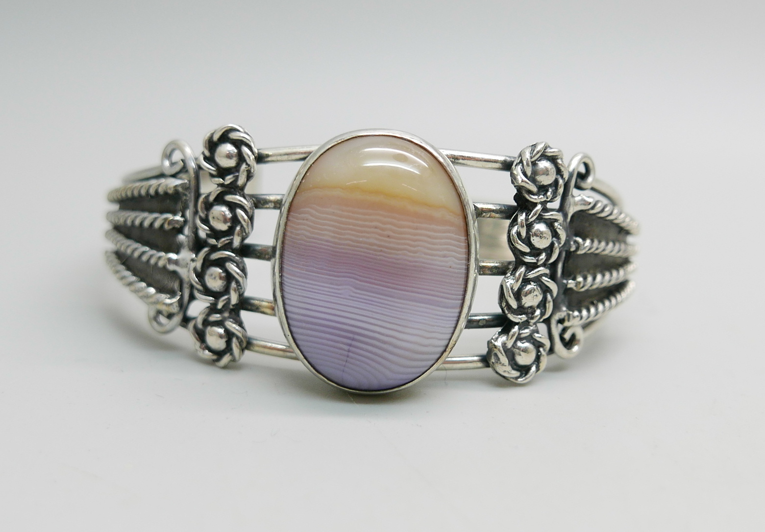 A 925 silver and stone set bangle - Image 3 of 6