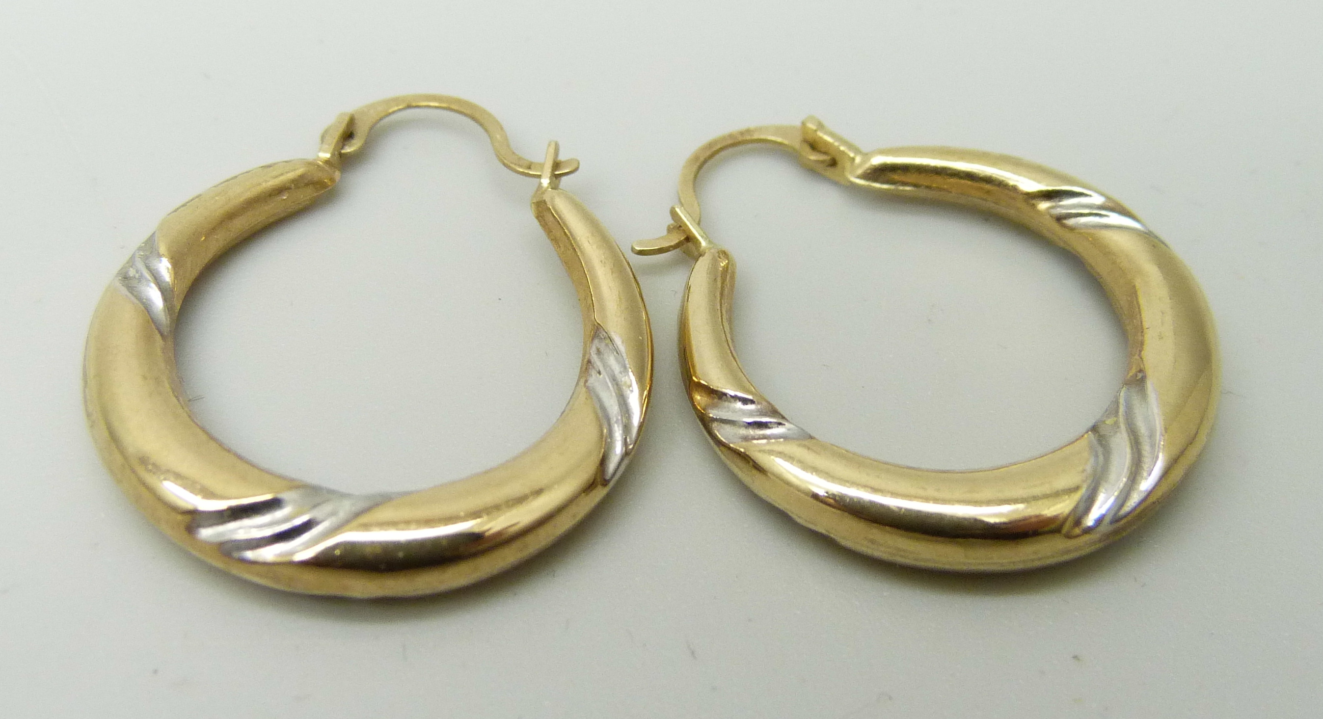 A pair of 9ct gold hoop earrings, 1g - Image 2 of 2
