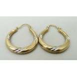 A pair of 9ct gold hoop earrings, 1g