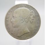 An 1844 silver crown with edge lettering Decus et Tutamen Anno Regni VIII