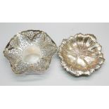 Two silver dishes, 173g