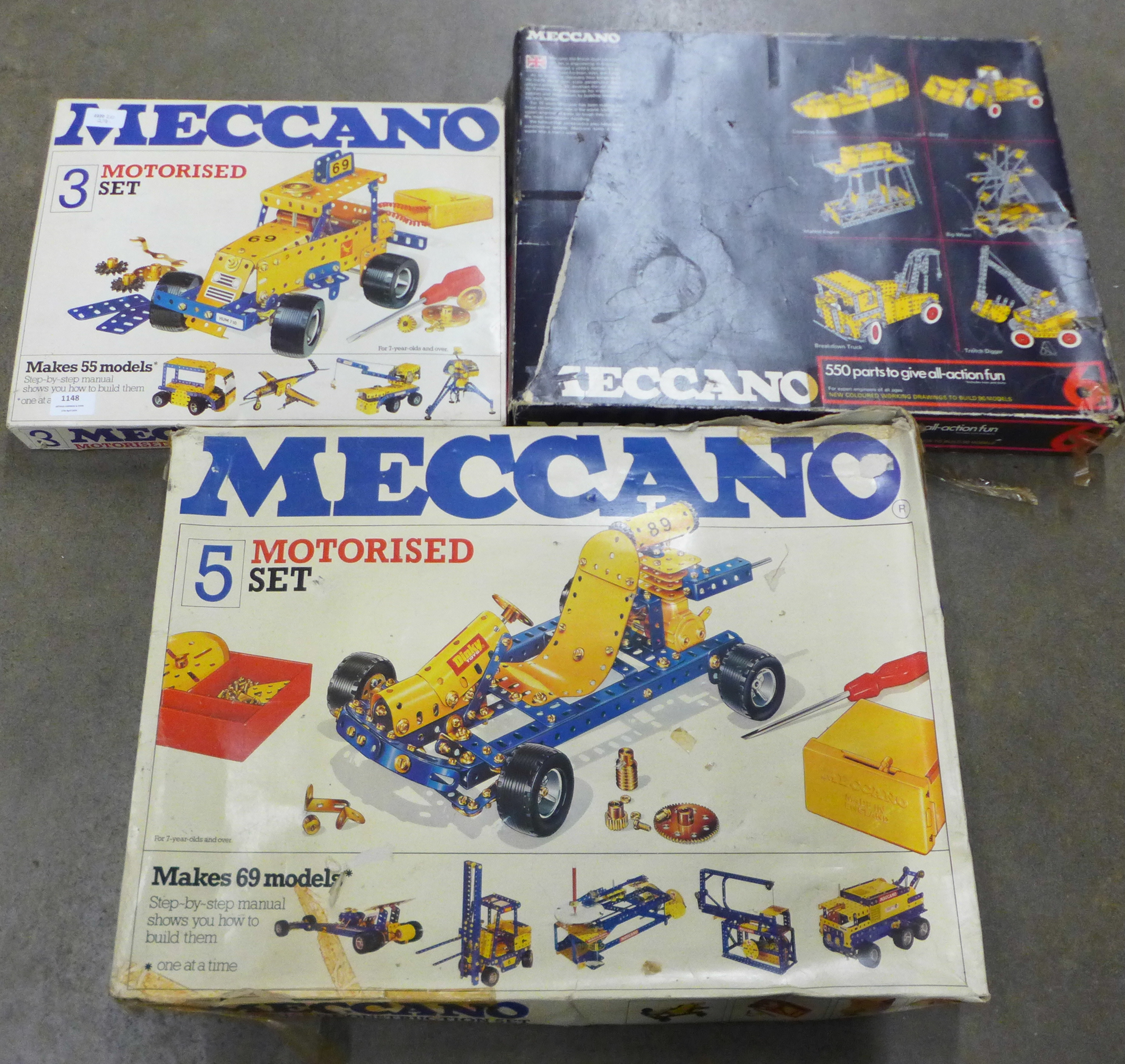 Three boxes sets of Meccano, a/f and a collection of loose Meccano and instruction booklets **PLEASE