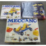 Three boxes sets of Meccano, a/f and a collection of loose Meccano and instruction booklets **PLEASE