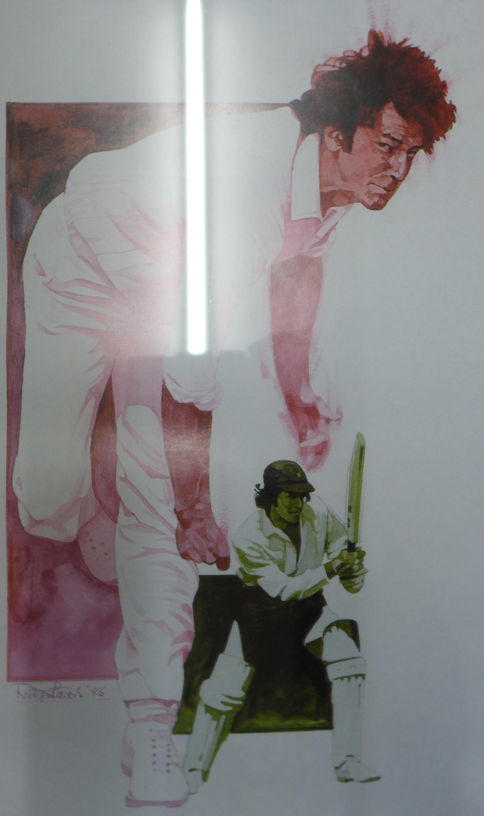 Five framed cricketer prints including Clive Lloyd, Imran Niazi and Gary Sobers - Image 4 of 6