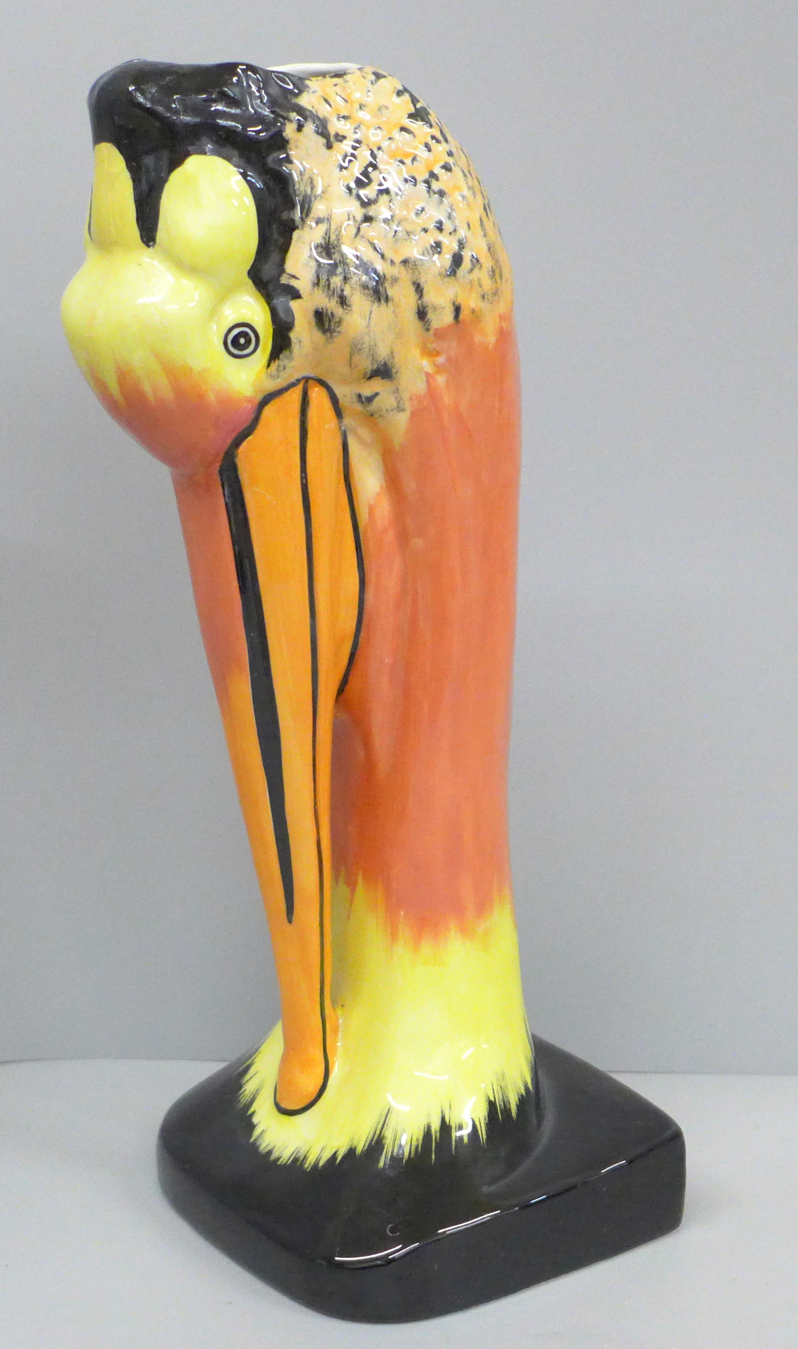 A Lorna Bailey stork vase, rim restored, signed to base, 30cm - Image 3 of 7
