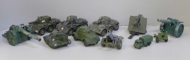 Britain's, Dinky, etc., military field gun vehicles