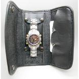 A Sector chronograph alarm wristwatch in soft pouch, with card and instructions