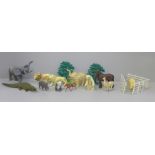 A collection of over 100 plastic animals, figures and accessories, mostly made by Britains Ltd.,
