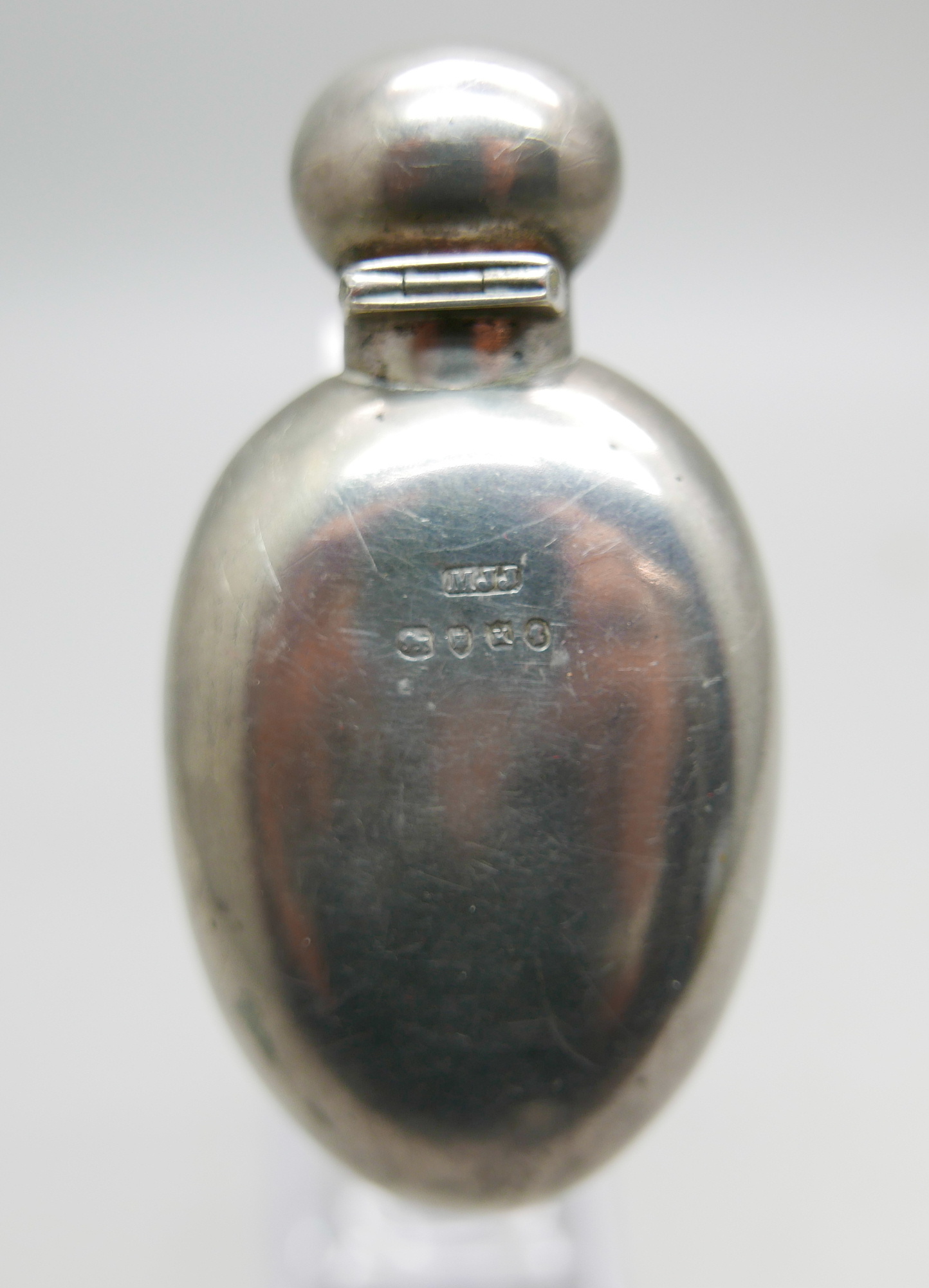 A Victorian silver and enamelled perfume bottle depicting a jackdaw with a ring in its beak, Matthew - Image 3 of 5