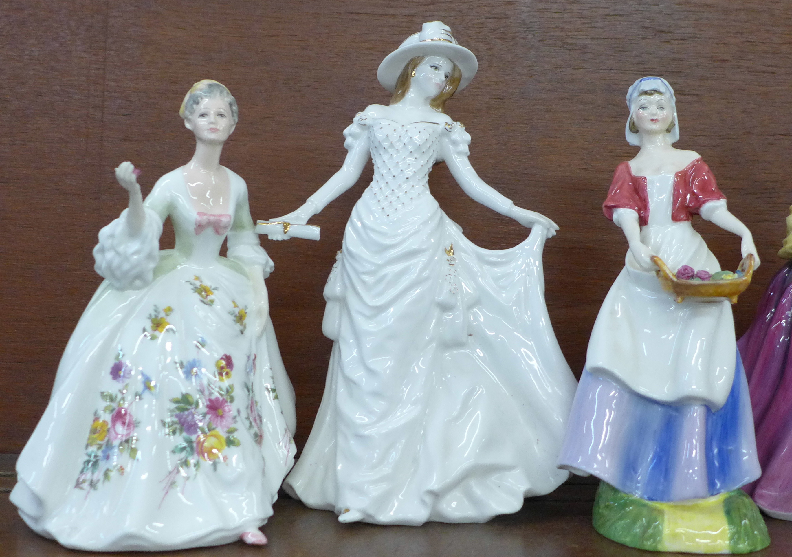 Eight figures of ladies; Royal Worcester Celebration Golden Moments, Coalport Debutante Dawn and - Image 2 of 4