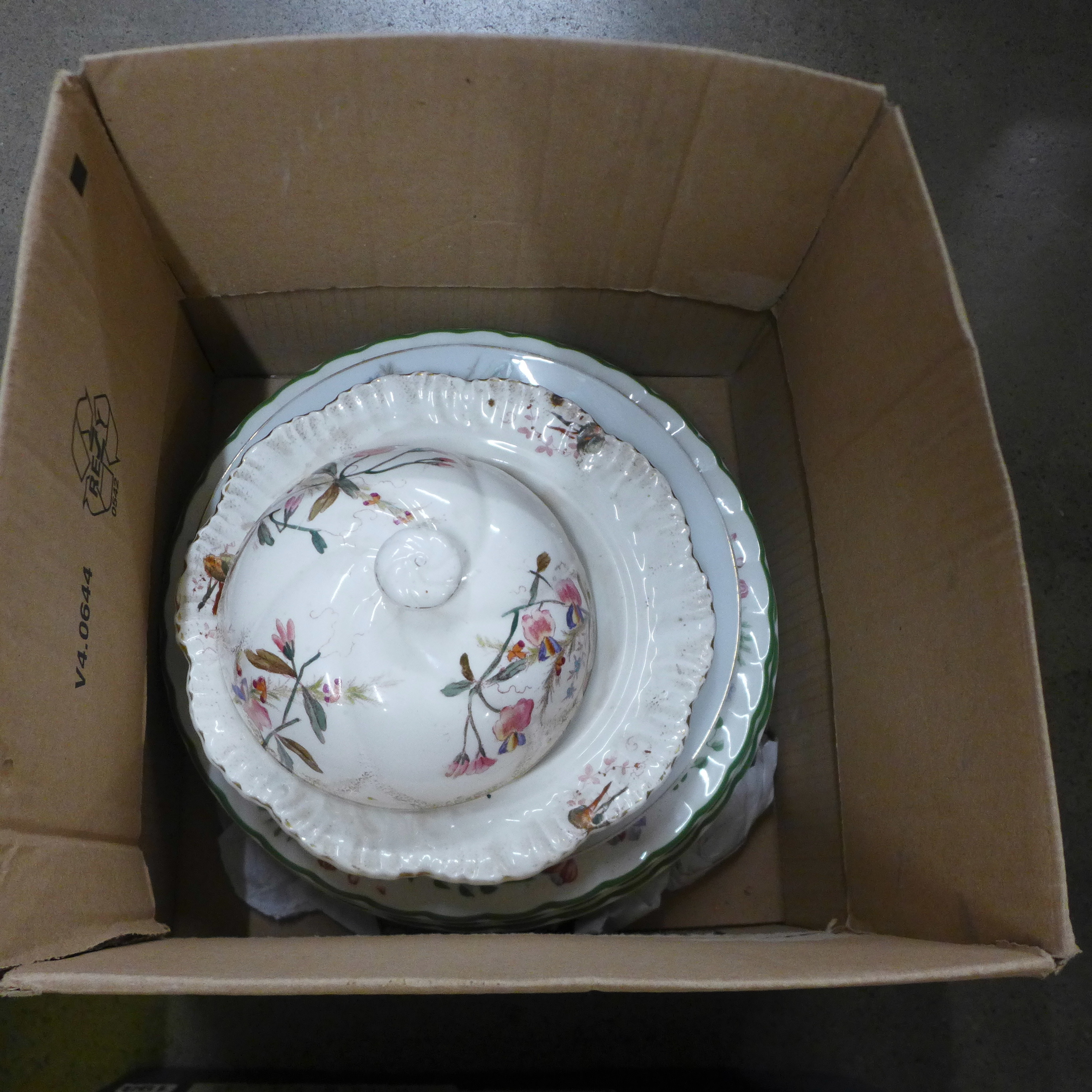 Six boxes of mixed china, tea wares, blue and white, Japanese tea wares, glass light shades, - Image 6 of 7