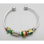 A Pandora silver Jamaica bangle, (marked and also tests as silver)