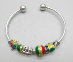 A Pandora silver Jamaica bangle, (marked and also tests as silver)