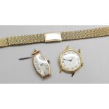 A lady's 18ct gold cased Pryngep wristwatch, weight of case with movement 11.5g, 24mm case, bracelet