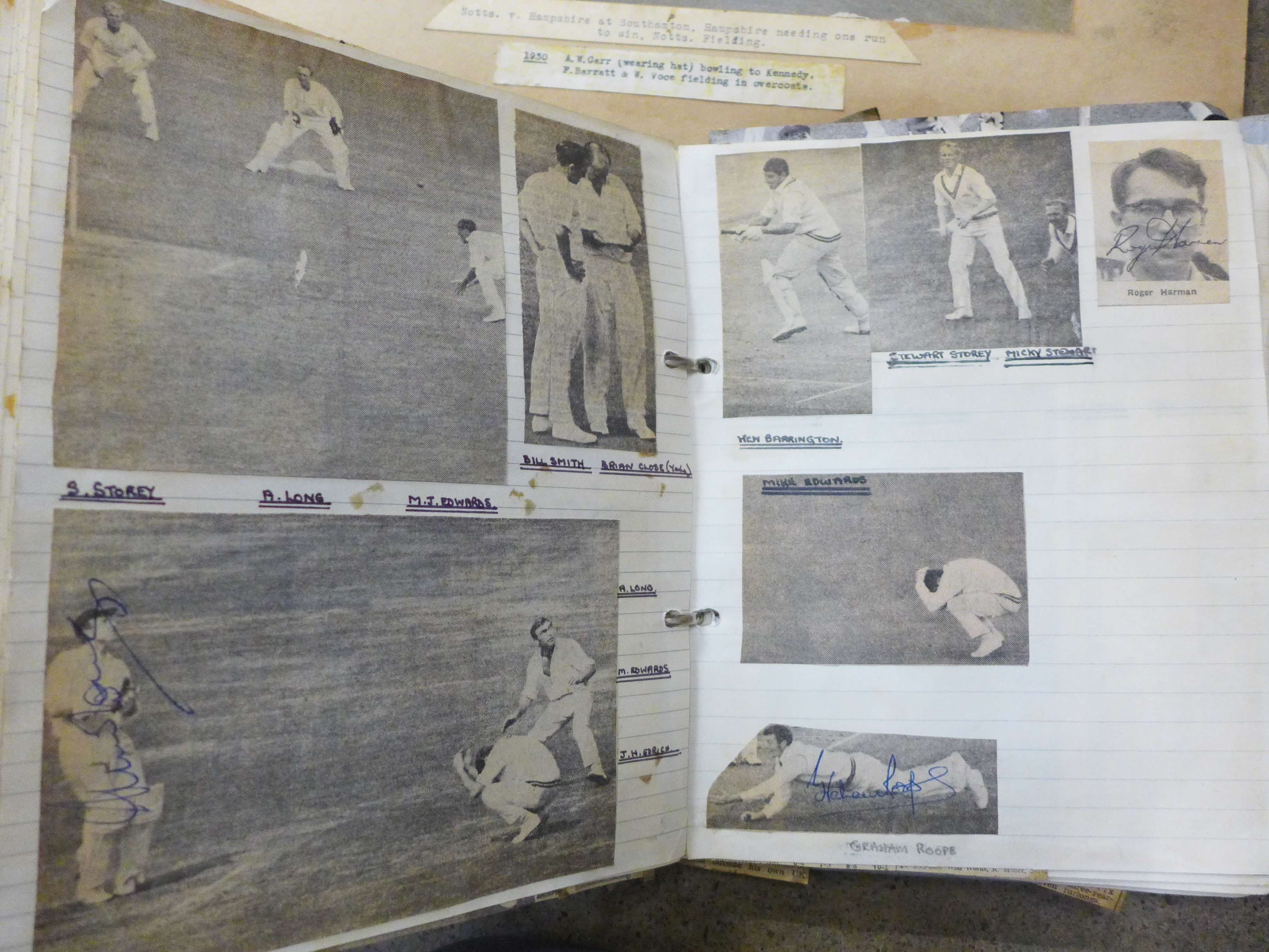 Cricket ephemera and scrap albums with autographs including Larwood, Boycott, Subba Row - Image 13 of 19