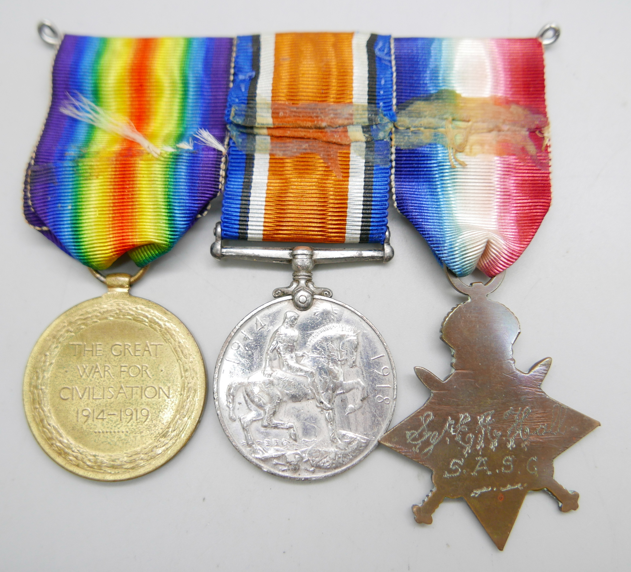 Three WWI medals; Victory medal to 159319 Gnr. E.G. James RA, a British War Medal to K. 1270 J. - Image 2 of 5