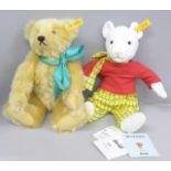 A Steiff Rupert the Bear and one other Steiff teddy bear