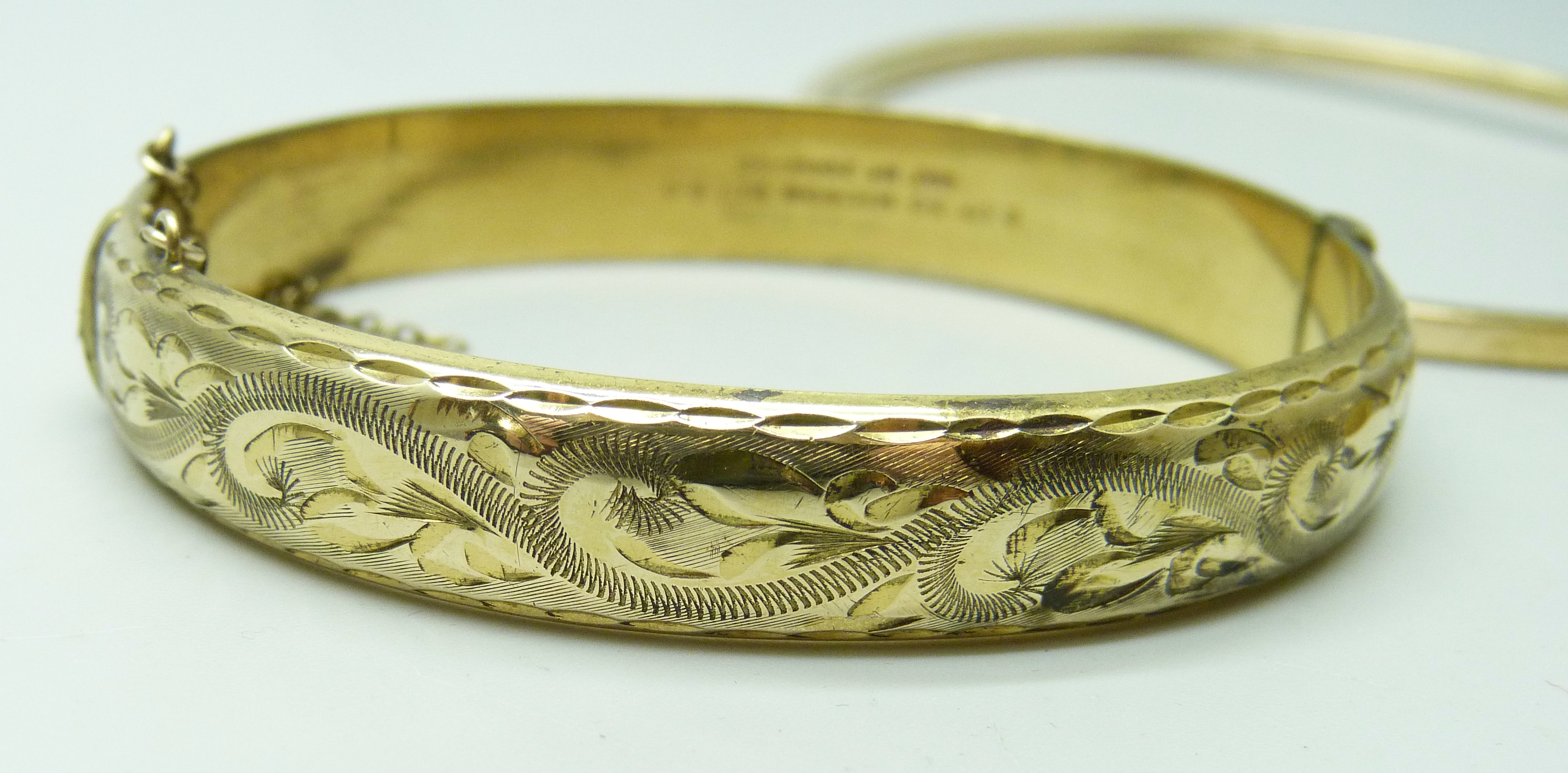 Three vintage rolled gold bangles - Image 2 of 5