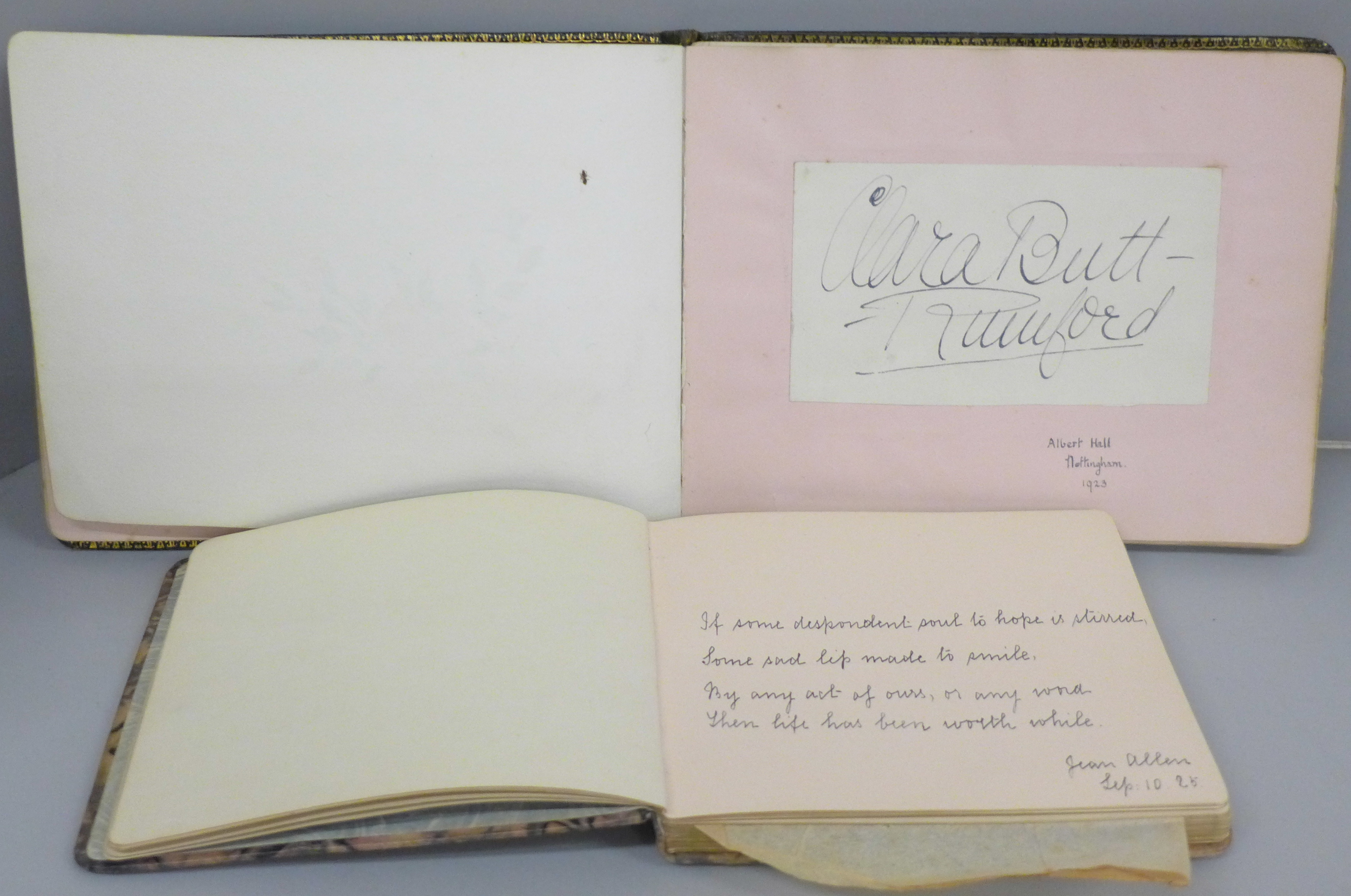 Two early 20th Century keepsake albums, with watercolours, verse and autographs