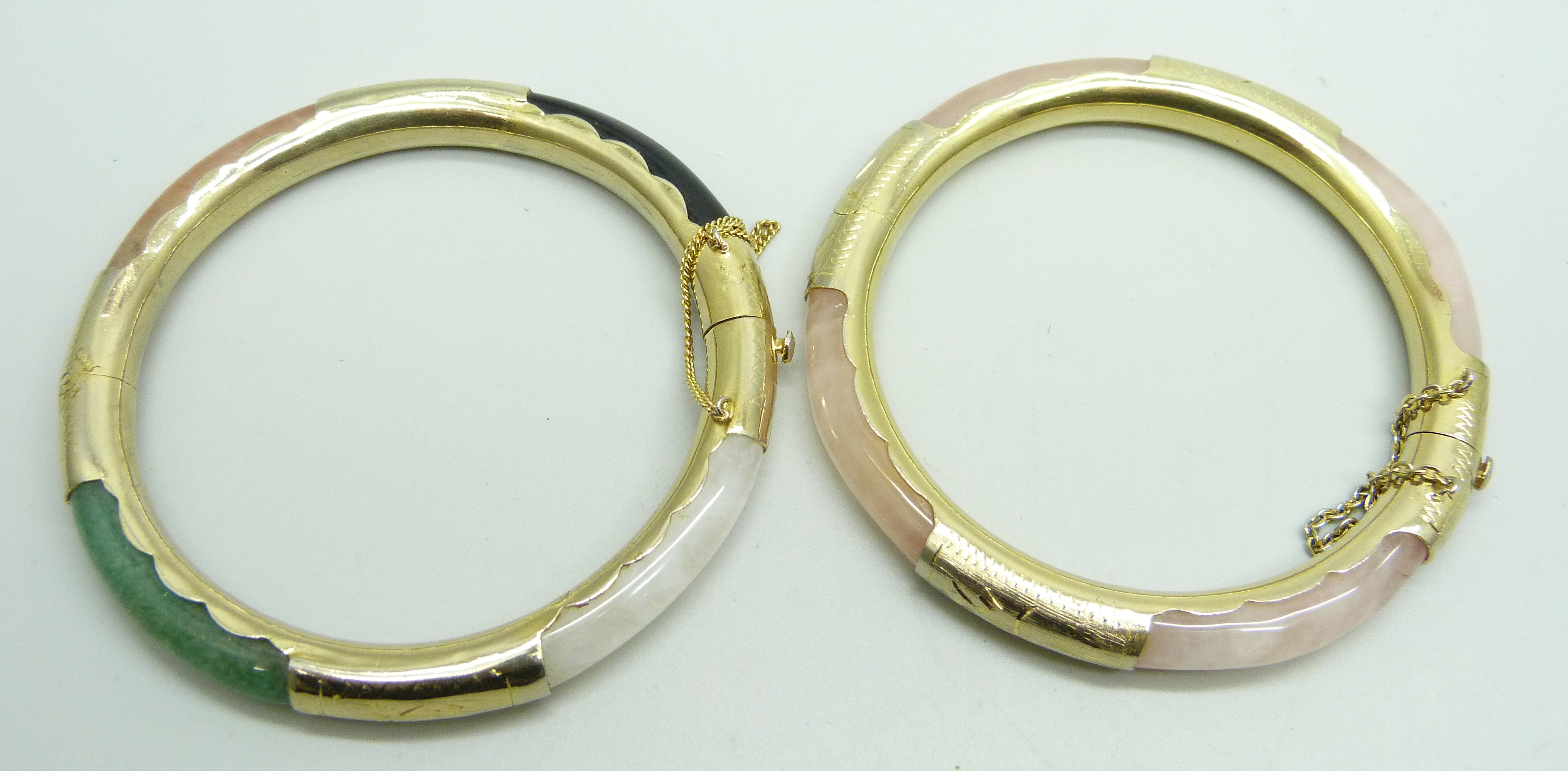 Two silver and jade bangles - Image 3 of 4