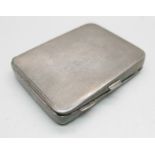 A silver cigarette case, 87.6g, 6cm x 8cm
