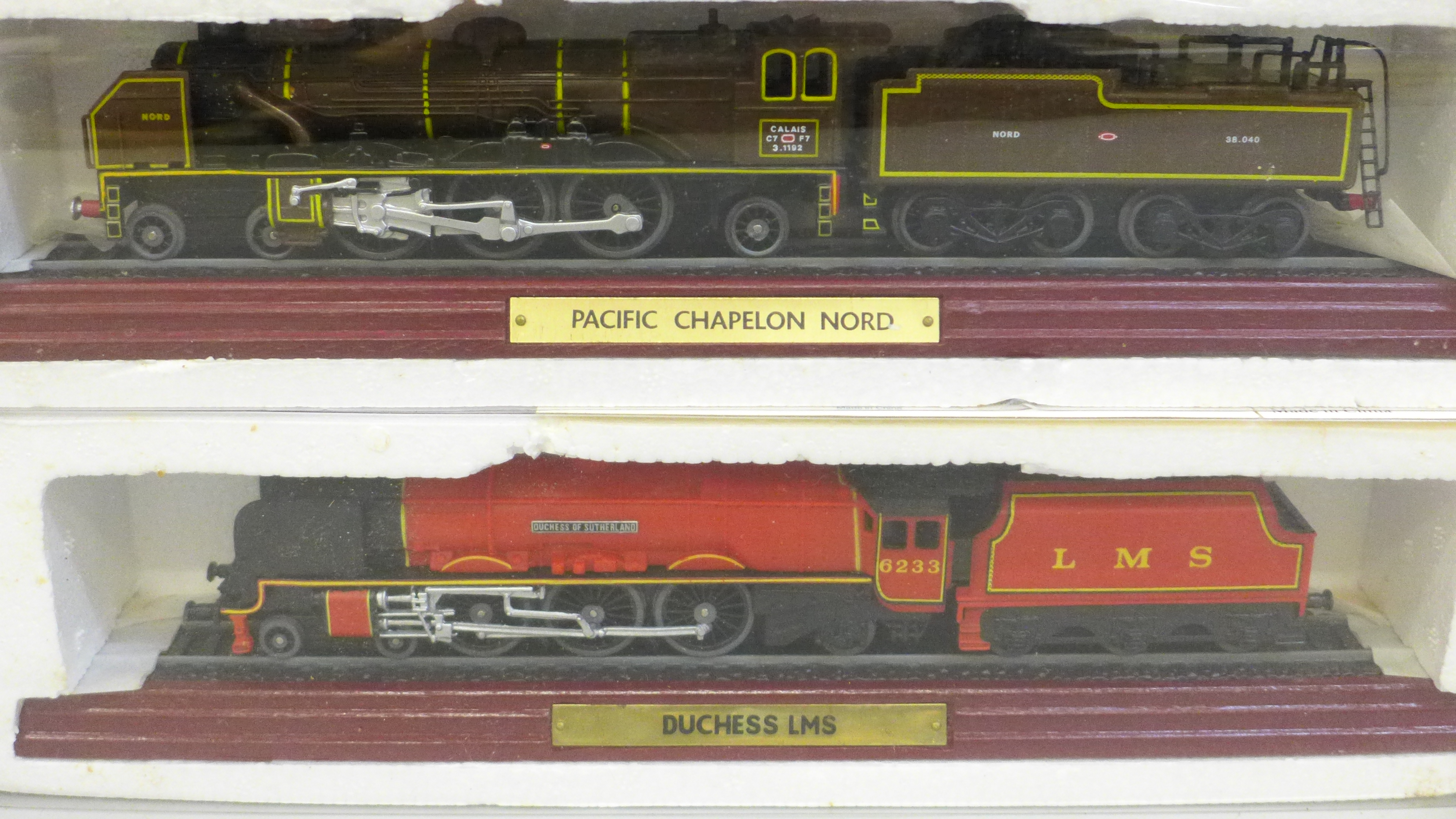 Three plastic display model locomotives; an A4 Class Mallard, Pacific Chapelon Nord and Duchess LMS - Image 3 of 3