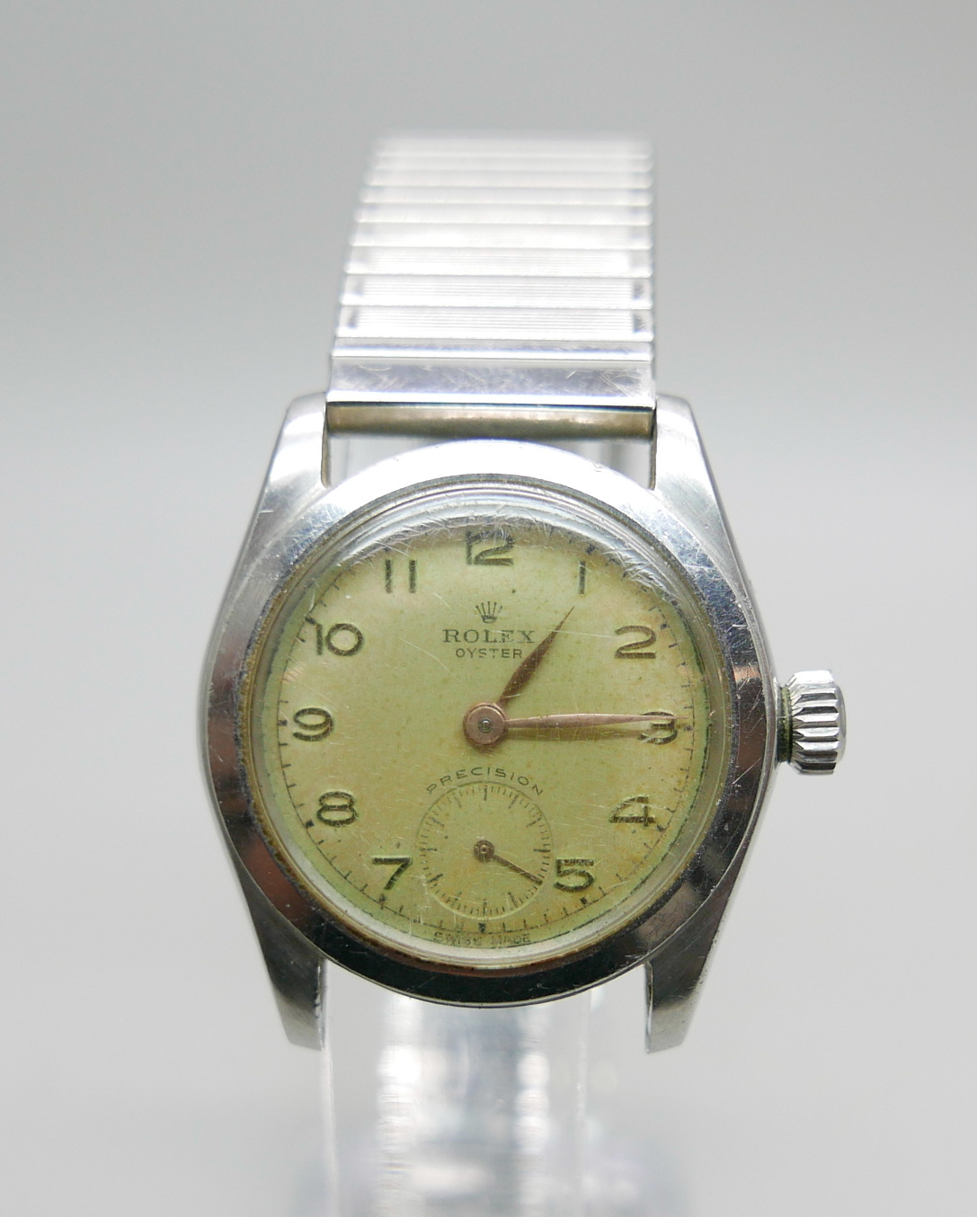 A Rolex Oyster Precision stainless steel wristwatch, case back marked 202695 and bears