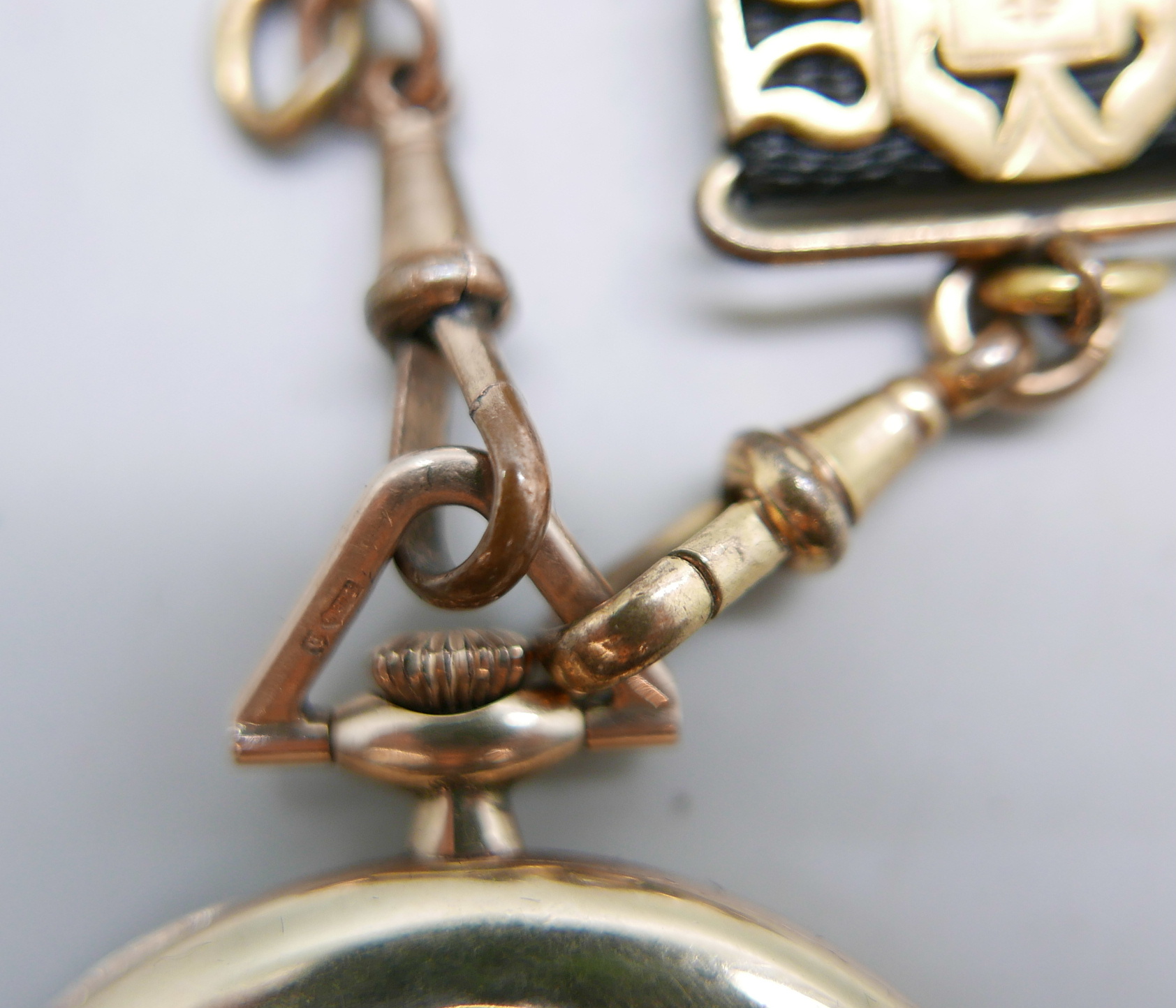 An Art Deco 9ct gold dress pocket watch, London import mark for 1914, with two fob ribbons, total - Image 3 of 6