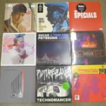 Ten new/unplayed LP records, some sealed, Bob Dylan, The Specials, Erasure, Oscar Peterson, etc.