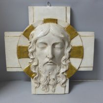 A plaster wall plaque of Jesus Christ
