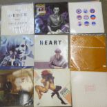 A box of LP records and 12" singles, 1980s including Pet Shop Boys, Fleetwood Mac, ELO and Frankie