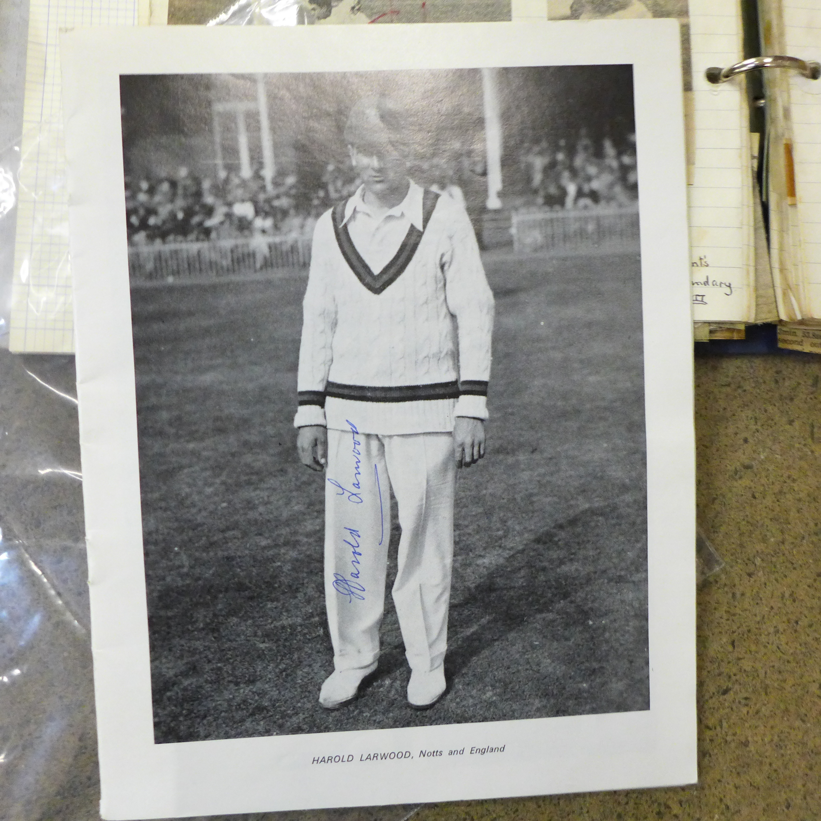 Cricket ephemera and scrap albums with autographs including Larwood, Boycott, Subba Row - Image 10 of 19