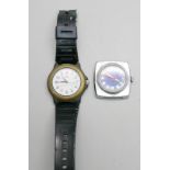 A gentleman's Camy Seven Seas wristwatch and a Swiss Army wristwatch