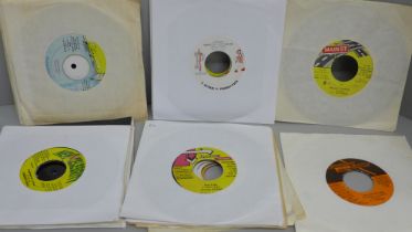 Sixty reggae 7" singles, mainly Jamaican releases