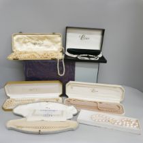 Boxed pearls including Lotus and silver mounted