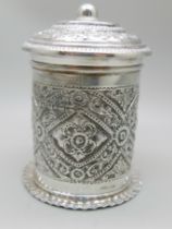 A Victorian embossed tea caddy, Birmingham 1876, 83g