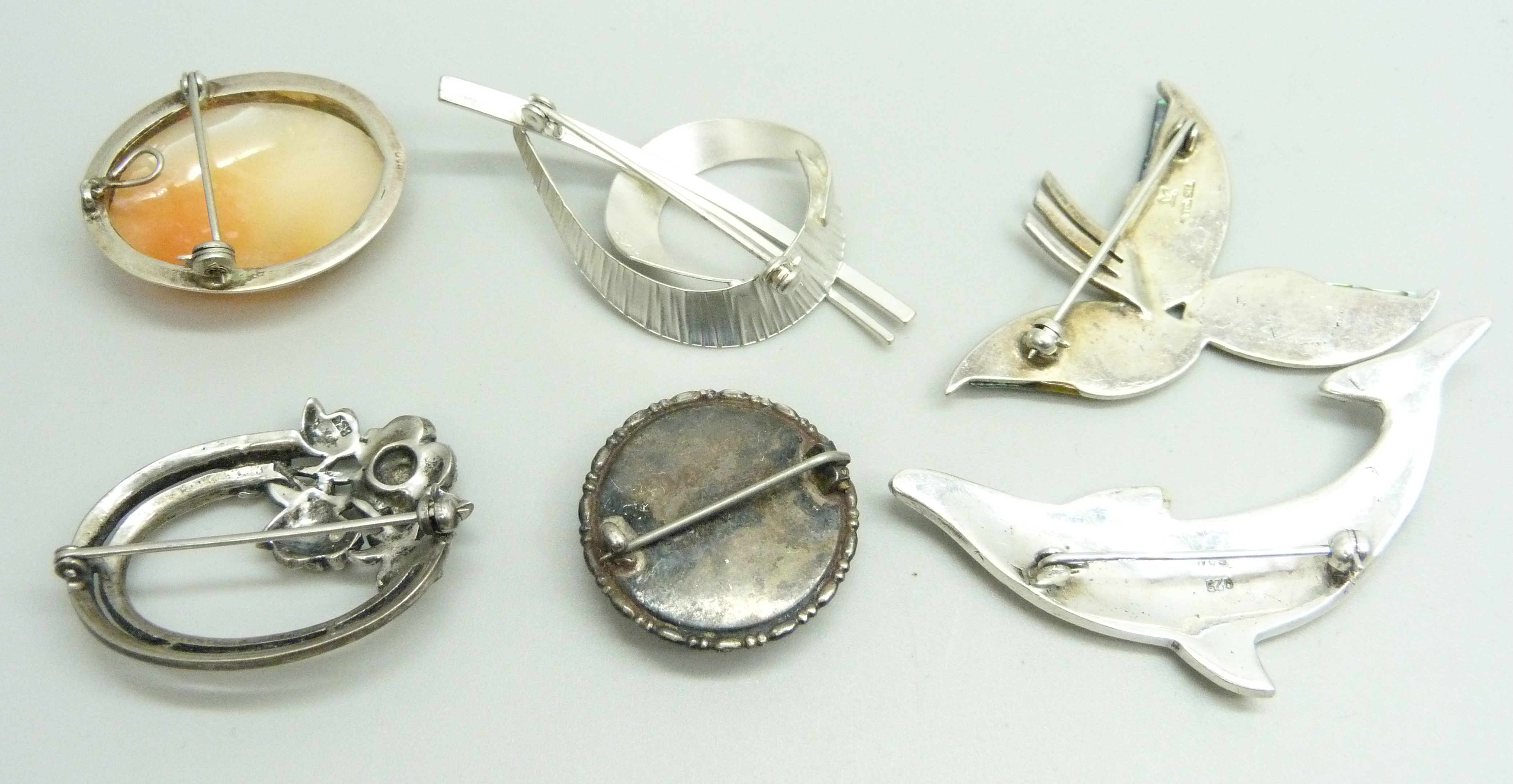 Six silver brooches - Image 2 of 2